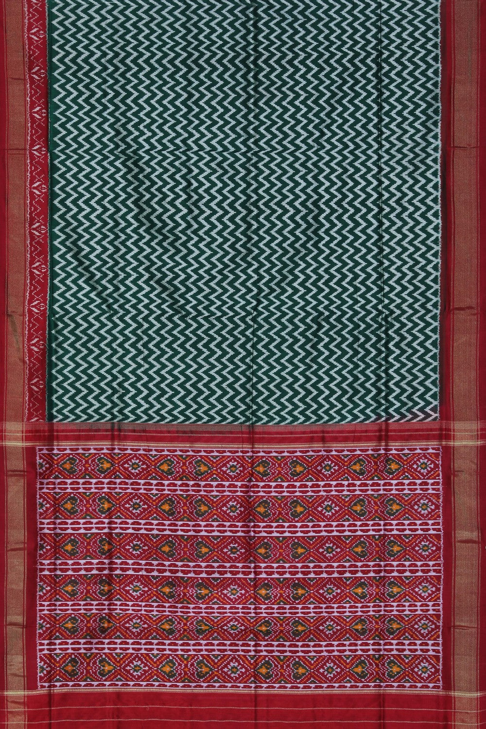Image of Pochampally Ikat Silk Green Saree